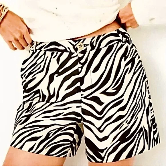 Lilly Pulitzer Metallic Gretchen High Rise Zebra Jacquard Animal Print Shorts